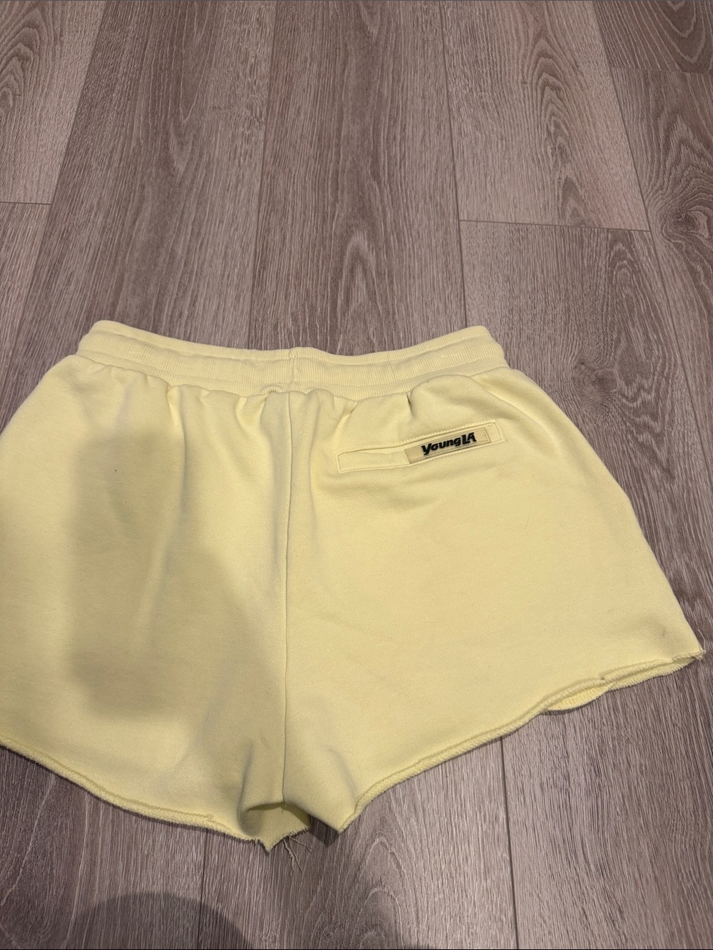 YoungLA Light Butter Yellow Terry Shorts Size Medium - Picture 2 of 3